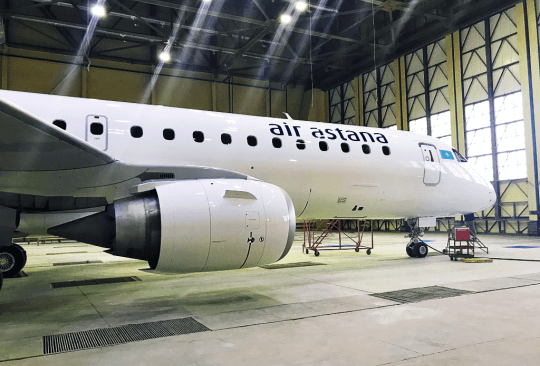 S7 Technics provides newly painted livery for Air Astana Embraer E190